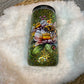 16oz Glass Can Snow Globe Tumbler - Glitter & Floral Bee Design
