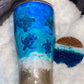 “Ocean Bliss 30oz Tumbler with Detachable Coaster Lid”